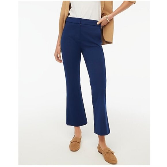 J. Crew Kelsey Flare Cropped Stretch Trouser Pants Navy Size 0/XS NWT - Picture 1 of 9